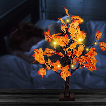 Artificial Fall Lighted Maple Tree 24 LED Thanksgiving Decoration