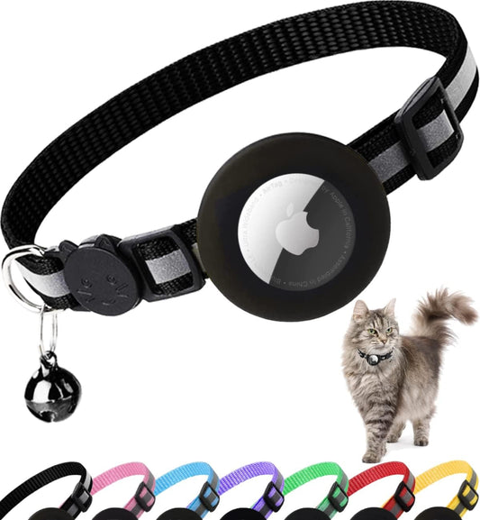Airtag Cat Collar with Apple Air Tag Holder and Bell 