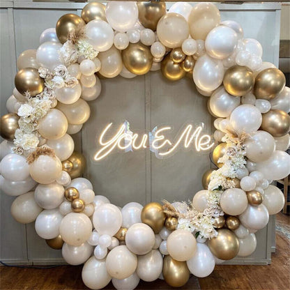 Pearl White & Gold Balloon Garland Arch Kit 153Pcs