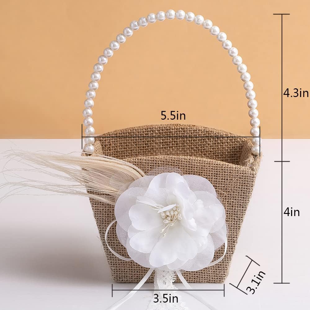 Jute basket with pearl handle dimensions