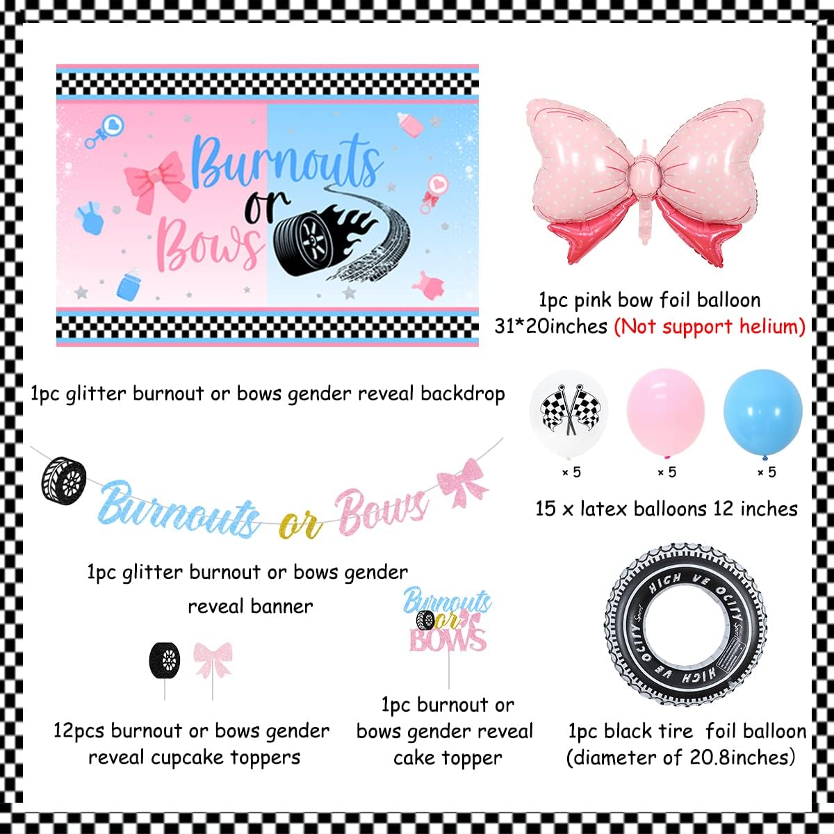 Burnouts or bows decorations kit contents