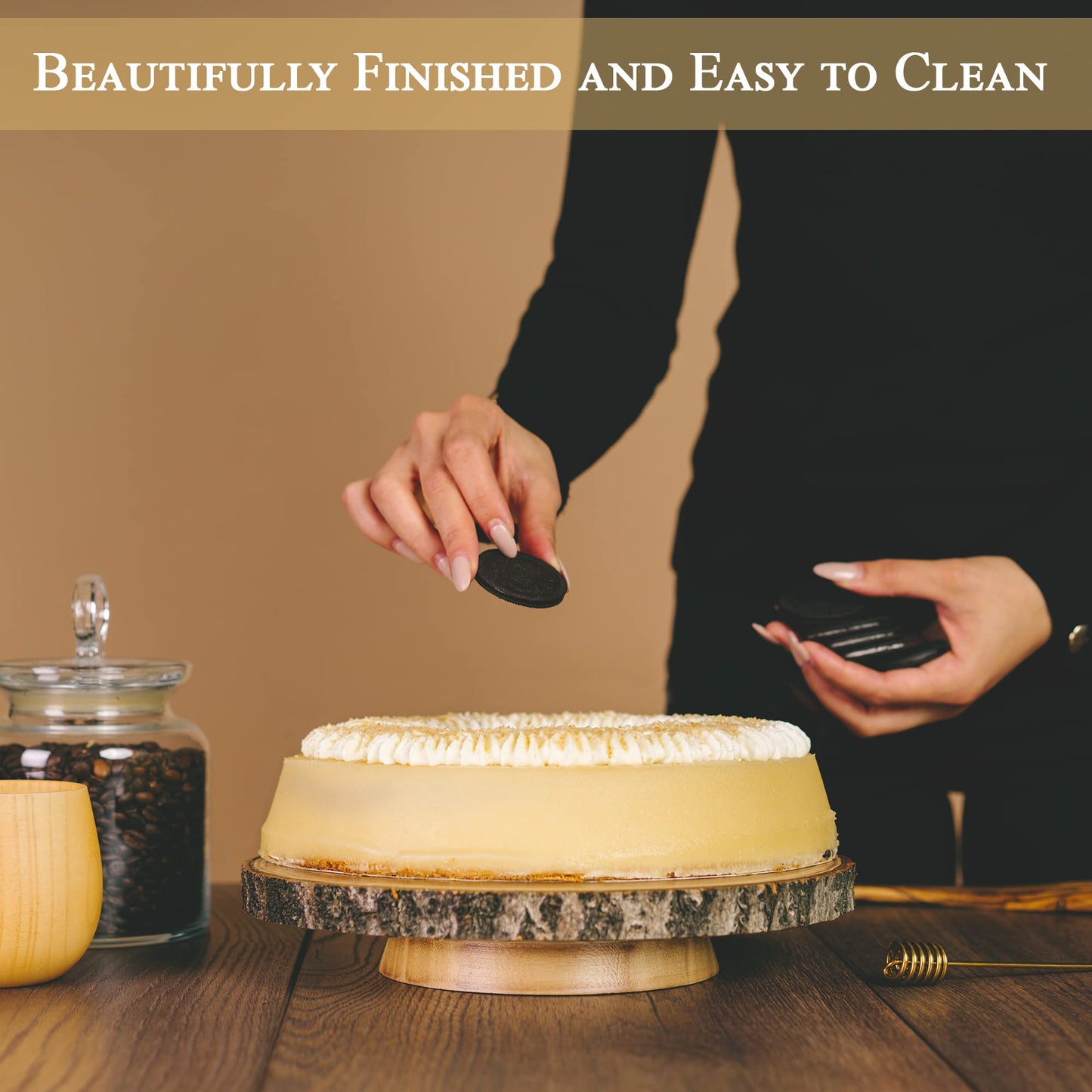 Easy to clean wood desert display stand