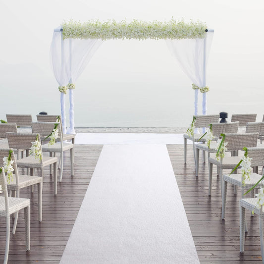 Wedding Aisle Runner - White Leaf Imprint, 3 x 50 Feet