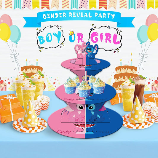 Gender Reveal 3-Tier Cupcake Stand - Stitch