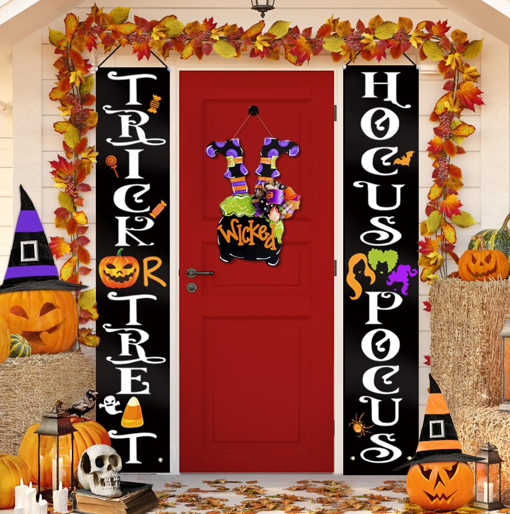 Halloween Decorations Outdoor - Trick Or Treat, Hocus Pocus Banners