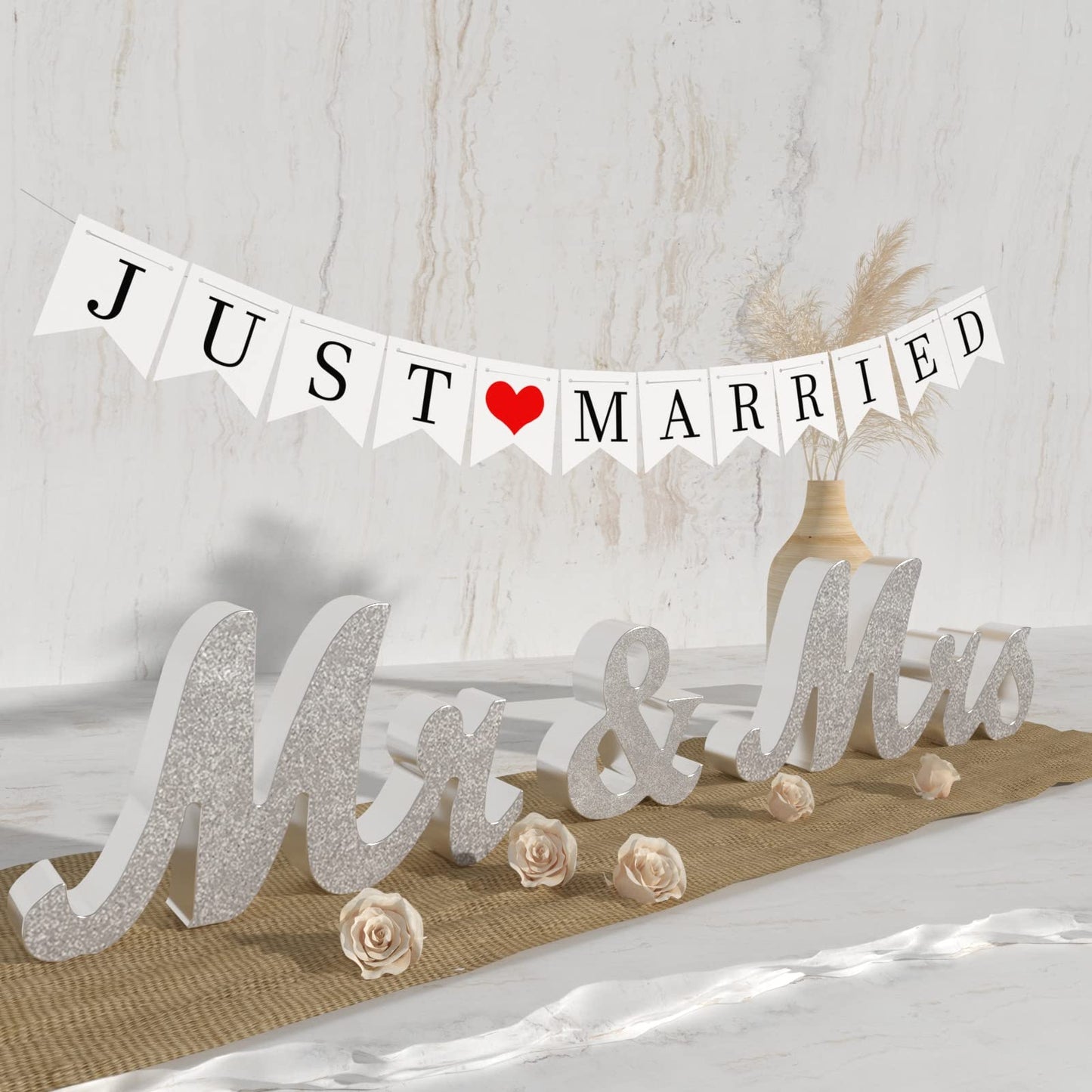 Mr and Mrs Sign & Just Married Banner Wedding Set