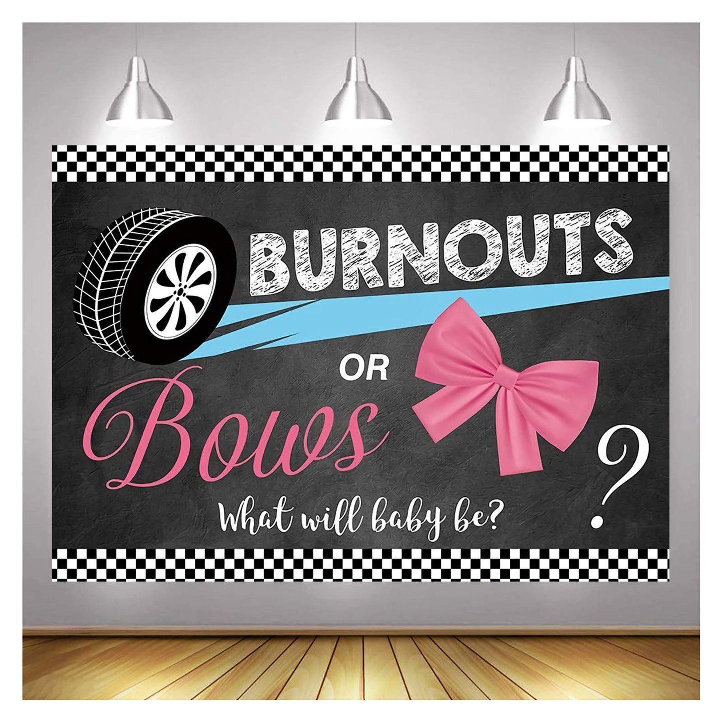 Burnouts or Bows Gender Reveal Backdrop