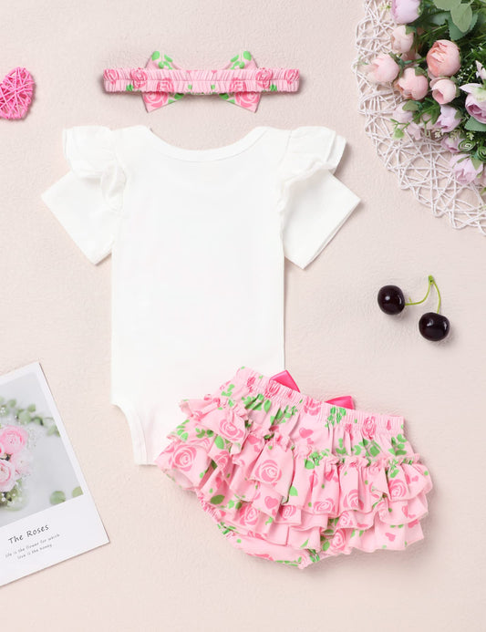 Newborn Baby Girl Happy 1st Father's Day Outfit 