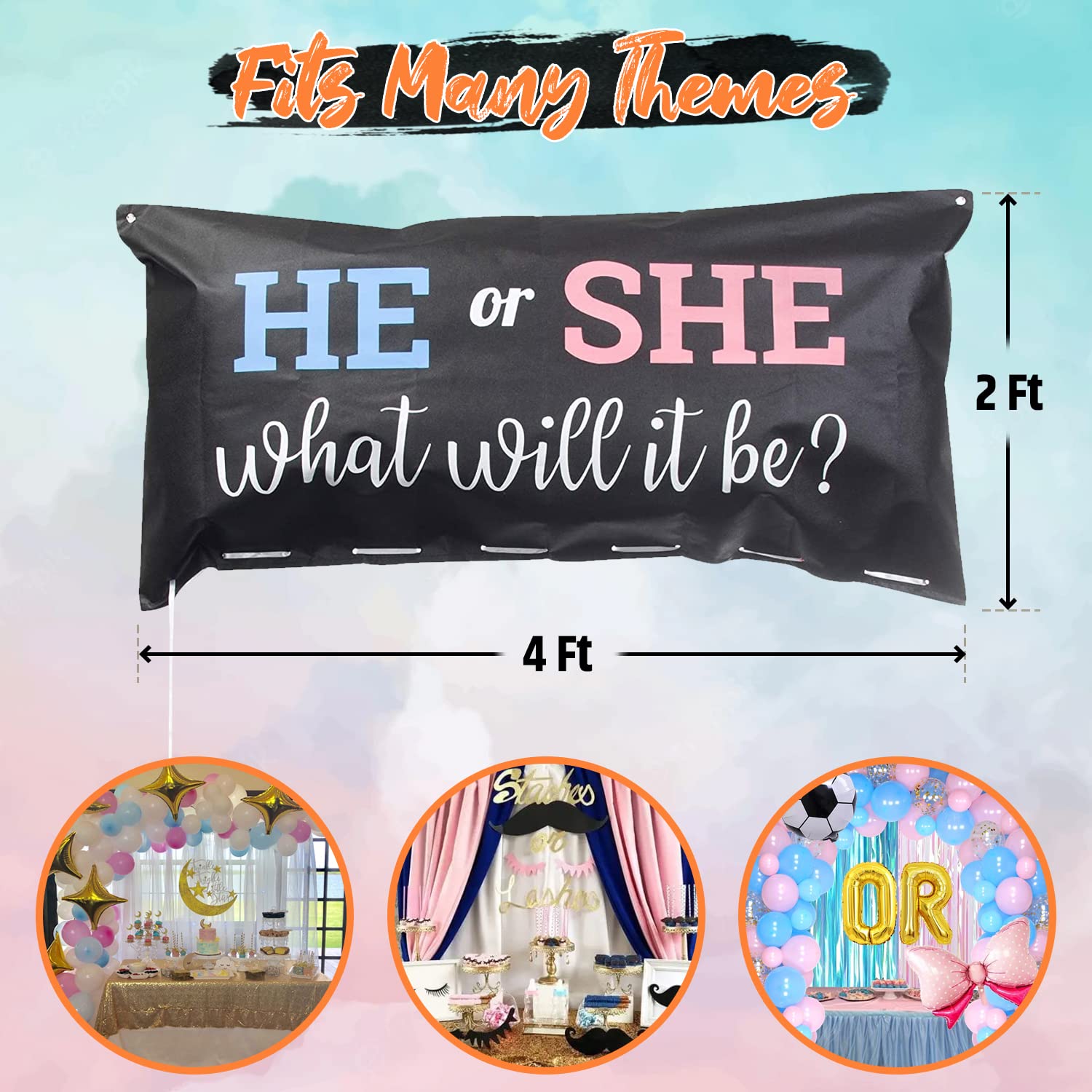2ft x 4ft drop bag for gender reveal party