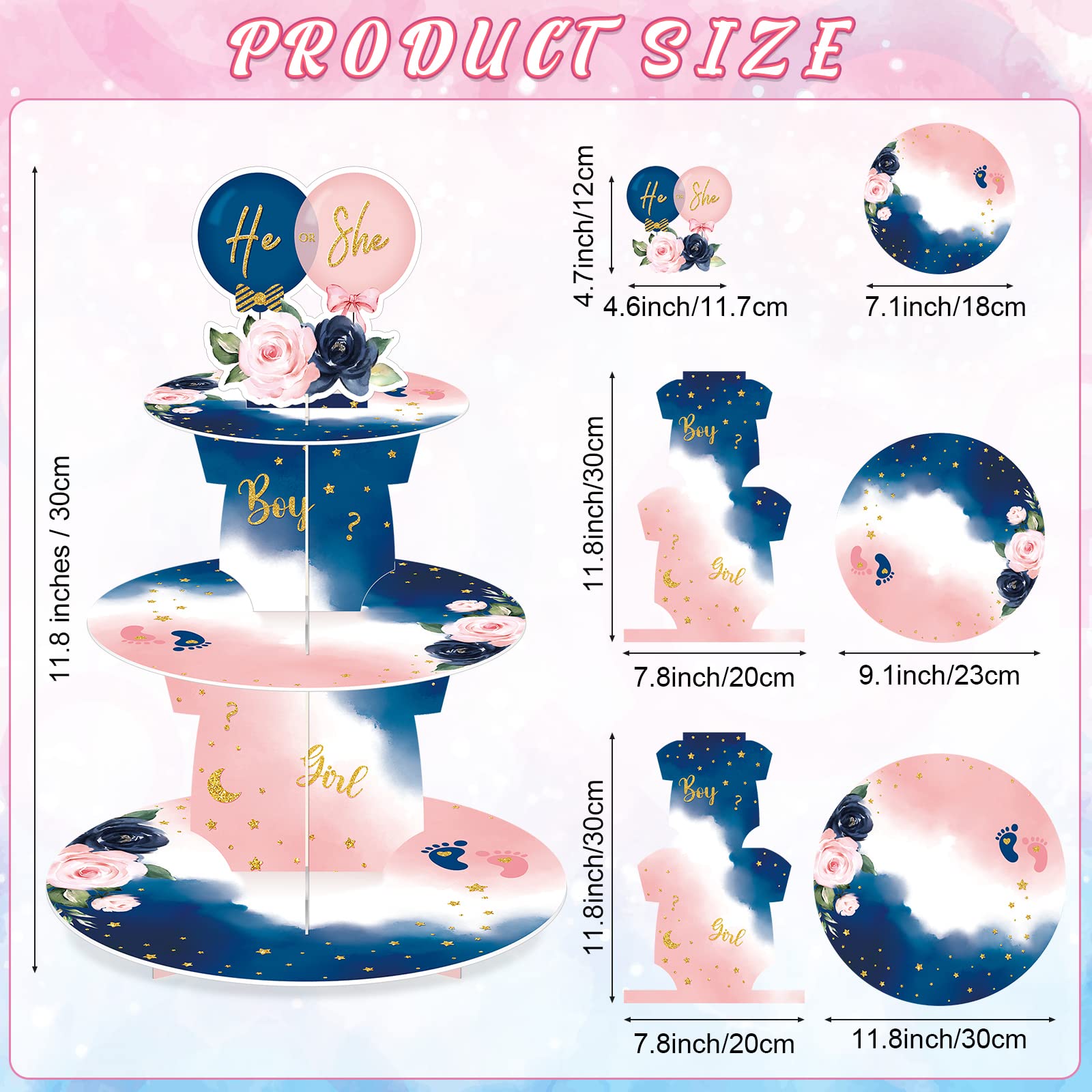 3 Tier cupcake stand size