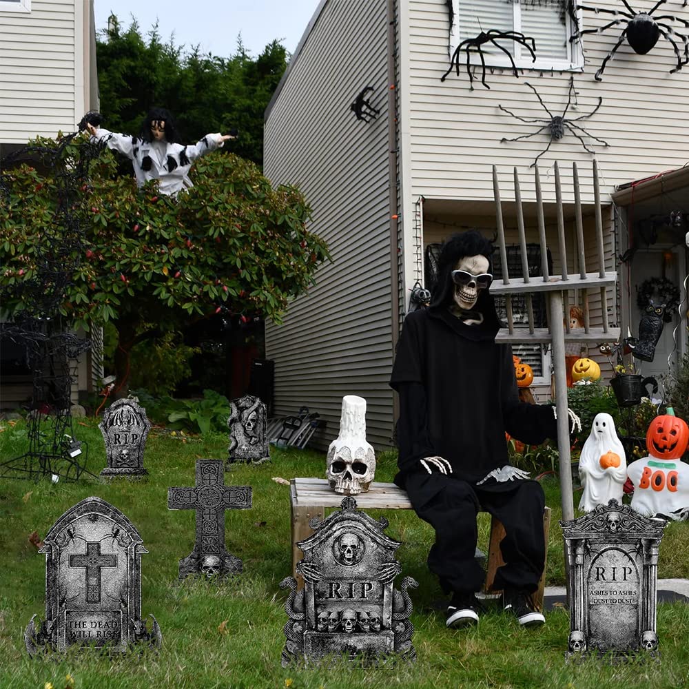Halloween Decorations Outdoor Graveyard Tombstone 6pcs 