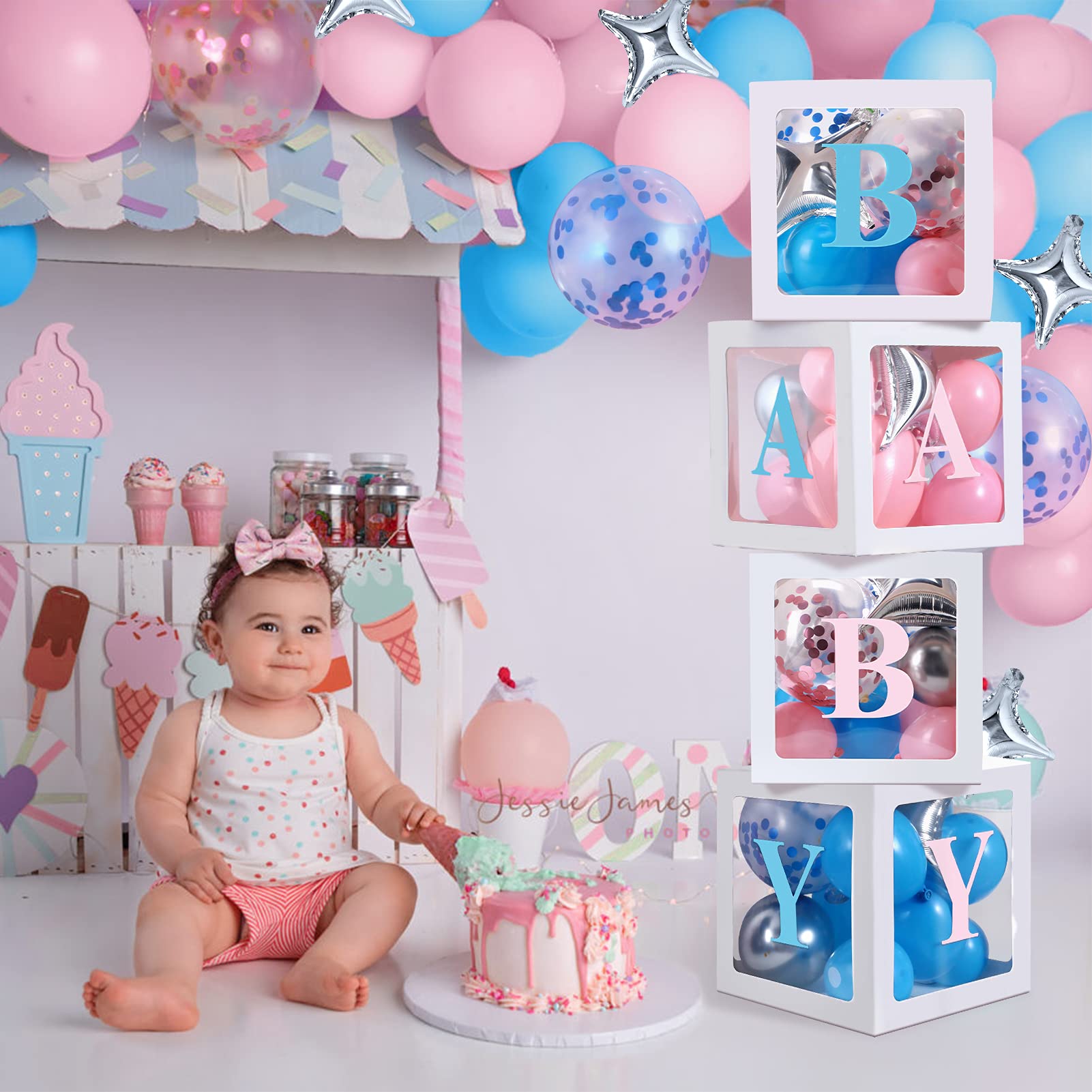 Kids birthday party box cube decoration