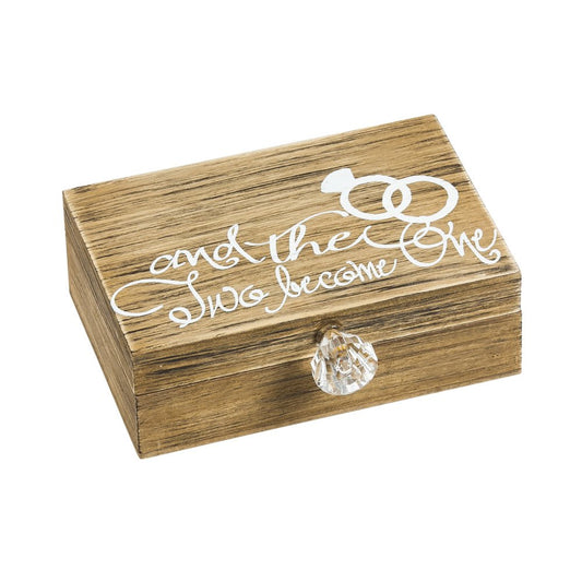 Mr and Mrs Wooden Ring Holder Decorative Box “and Then Two Become One” 