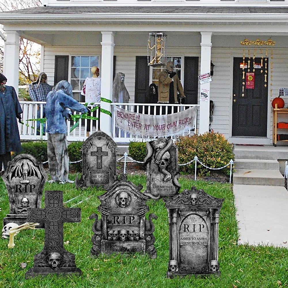 Halloween graveyard tombstones