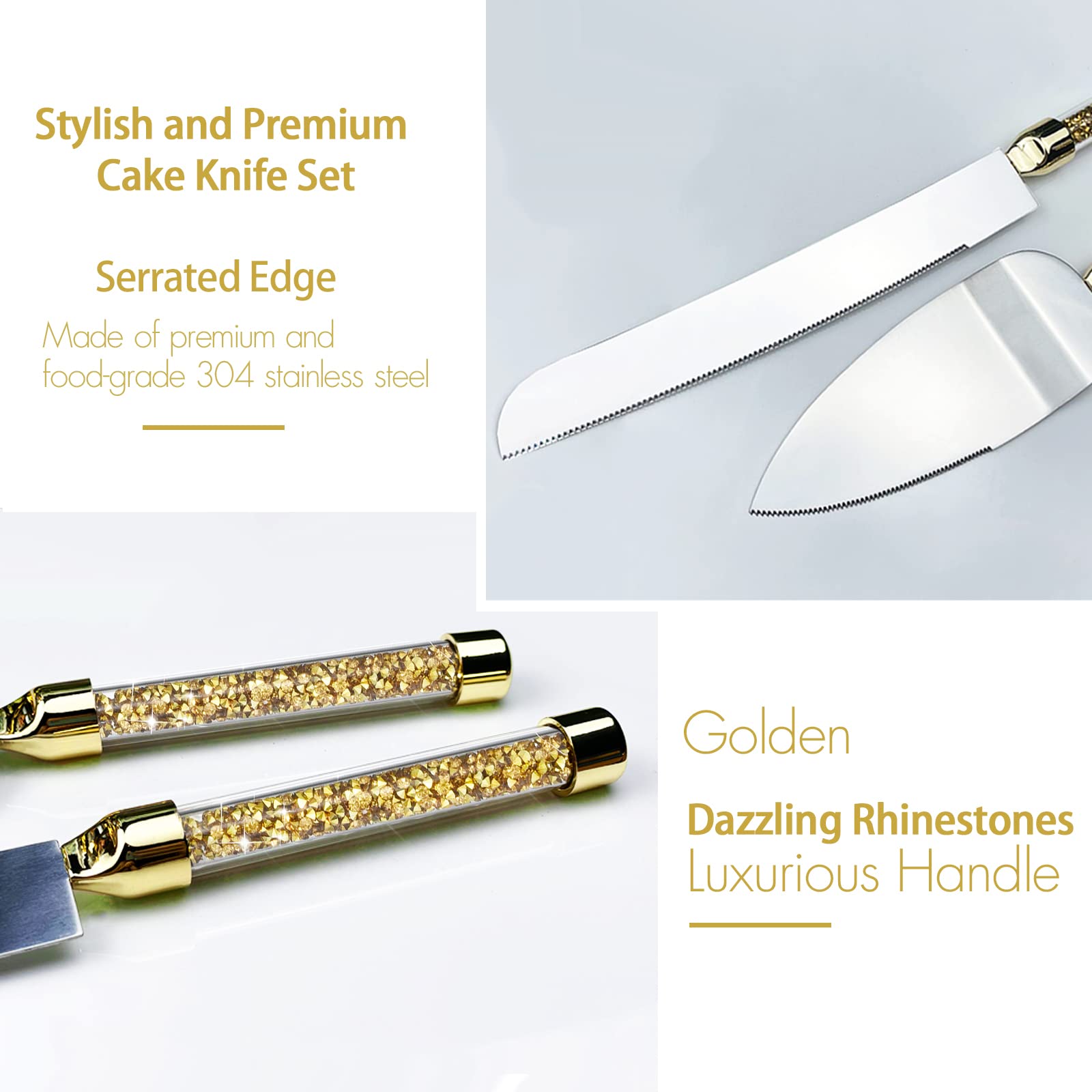 Stainless steel serrated edge knife with Rhinestone hand;e
