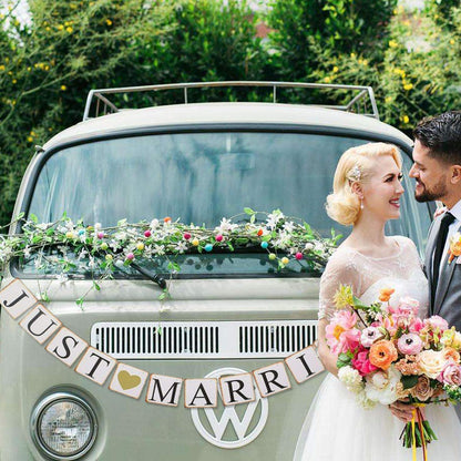 White and gold wedding banner