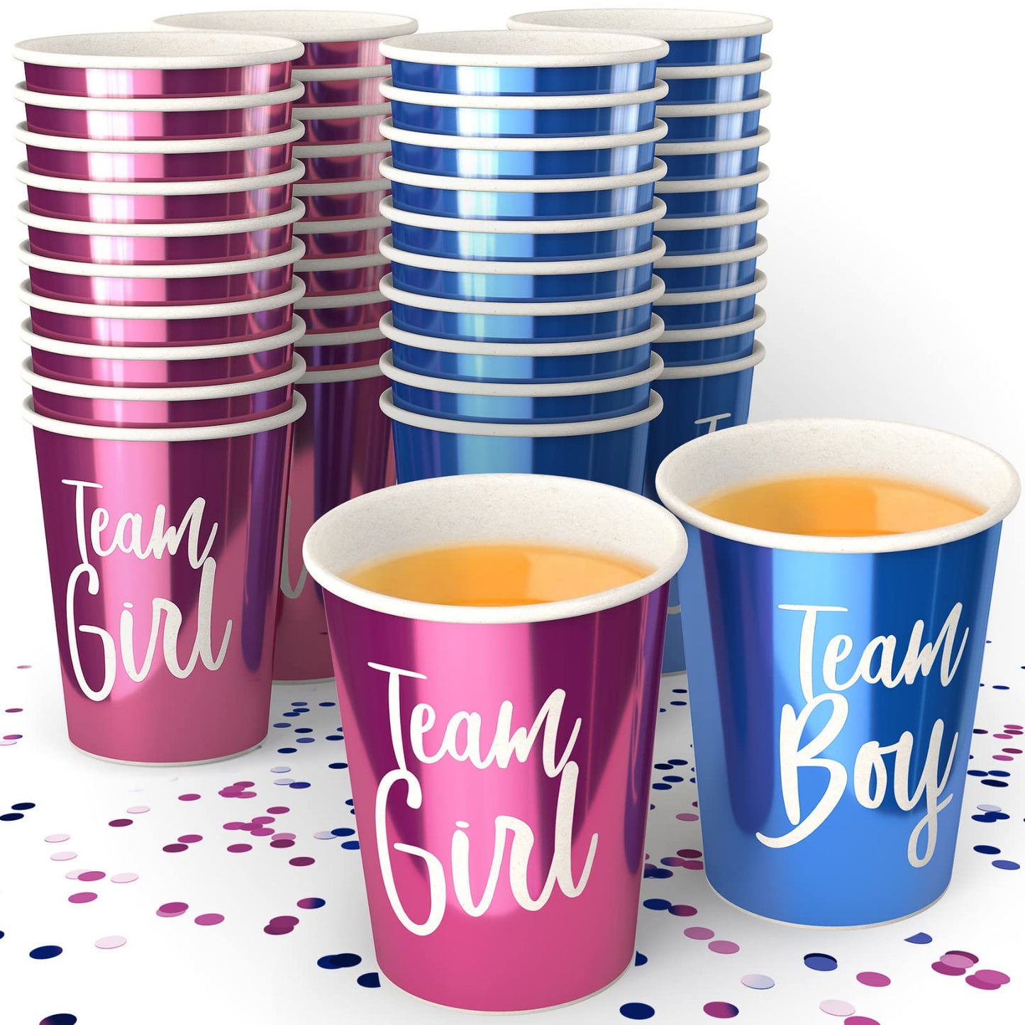 Team Boy Team Girl Gender Reveal Cups (12 oz, 40 Pack)