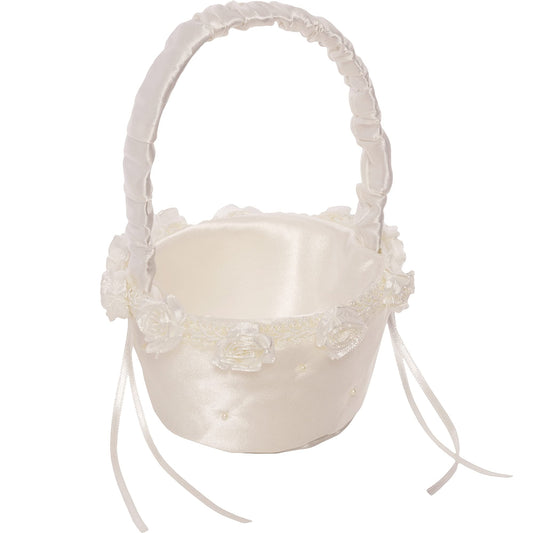 Flower Girl Basket for Weddings Ivory