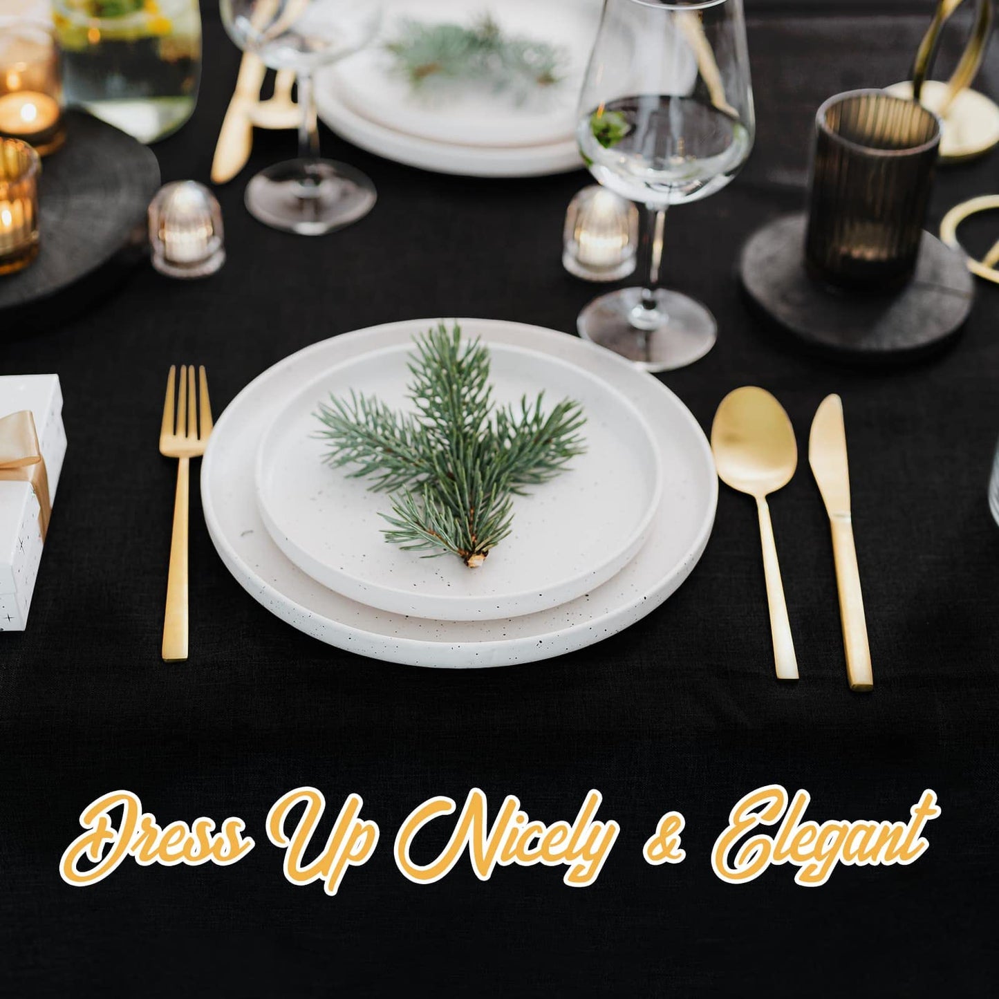 Elegant black fabric tablecloth