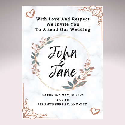 Wedding Invitation Customisable 7x5