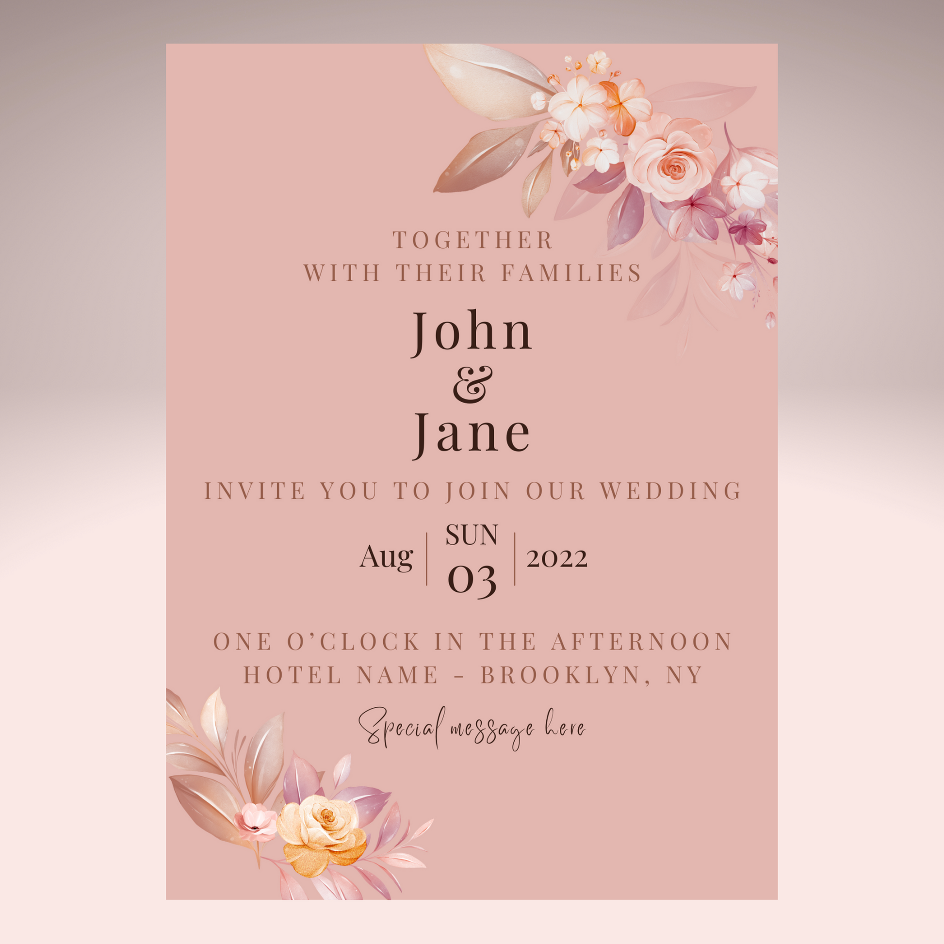 Wedding Invitation Customisable 7x5