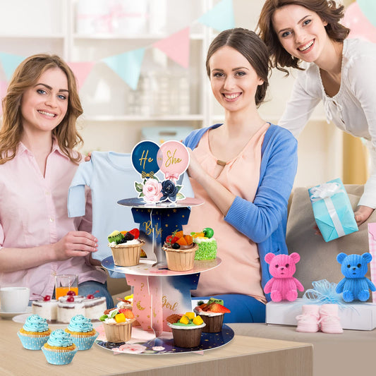 Gender Reveal 3 Tier Cupcake Stand