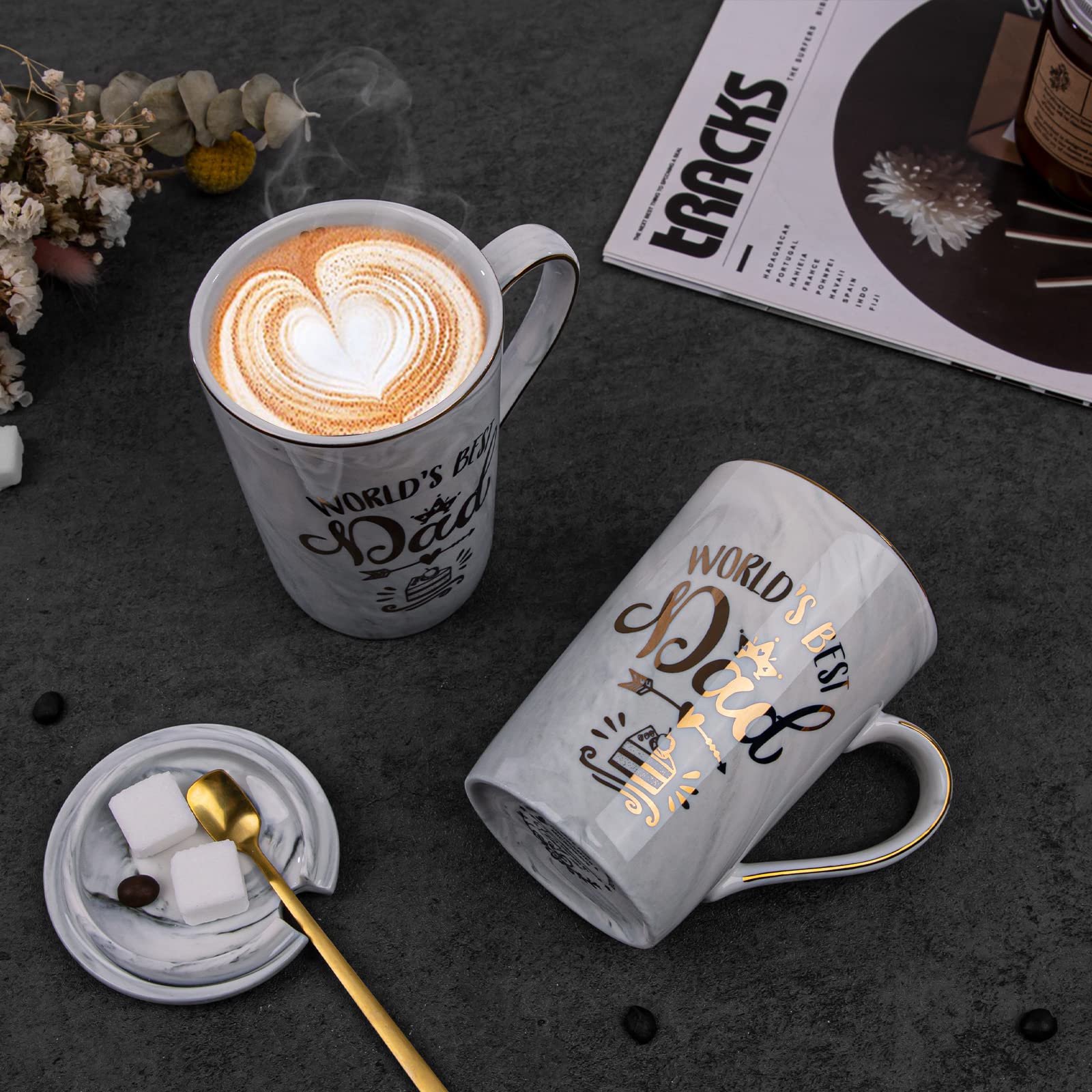 World's Best Dad Mug Printed with Gold 14 oz