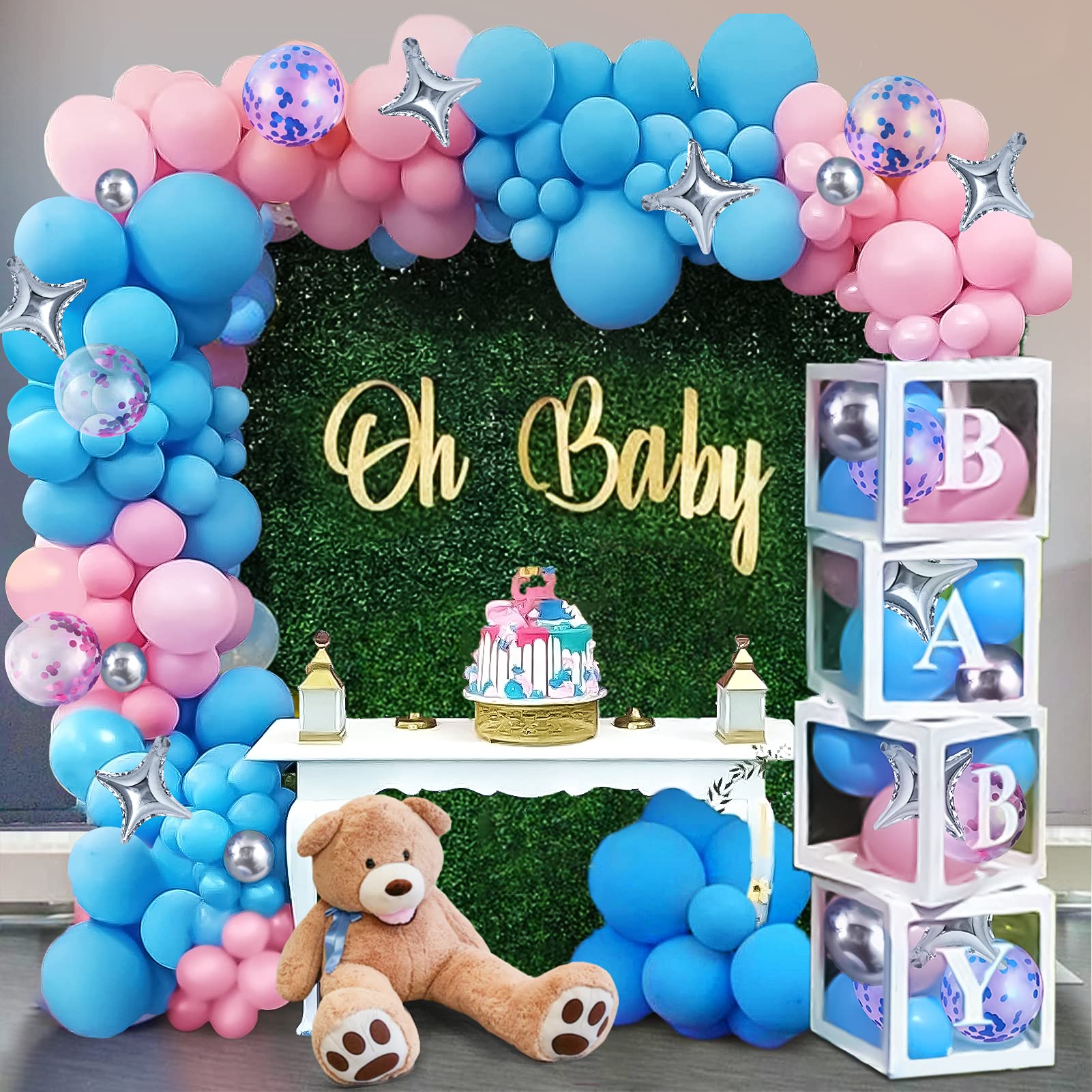 Balloon Arch Baby Box Cubes gender Reveal Party
