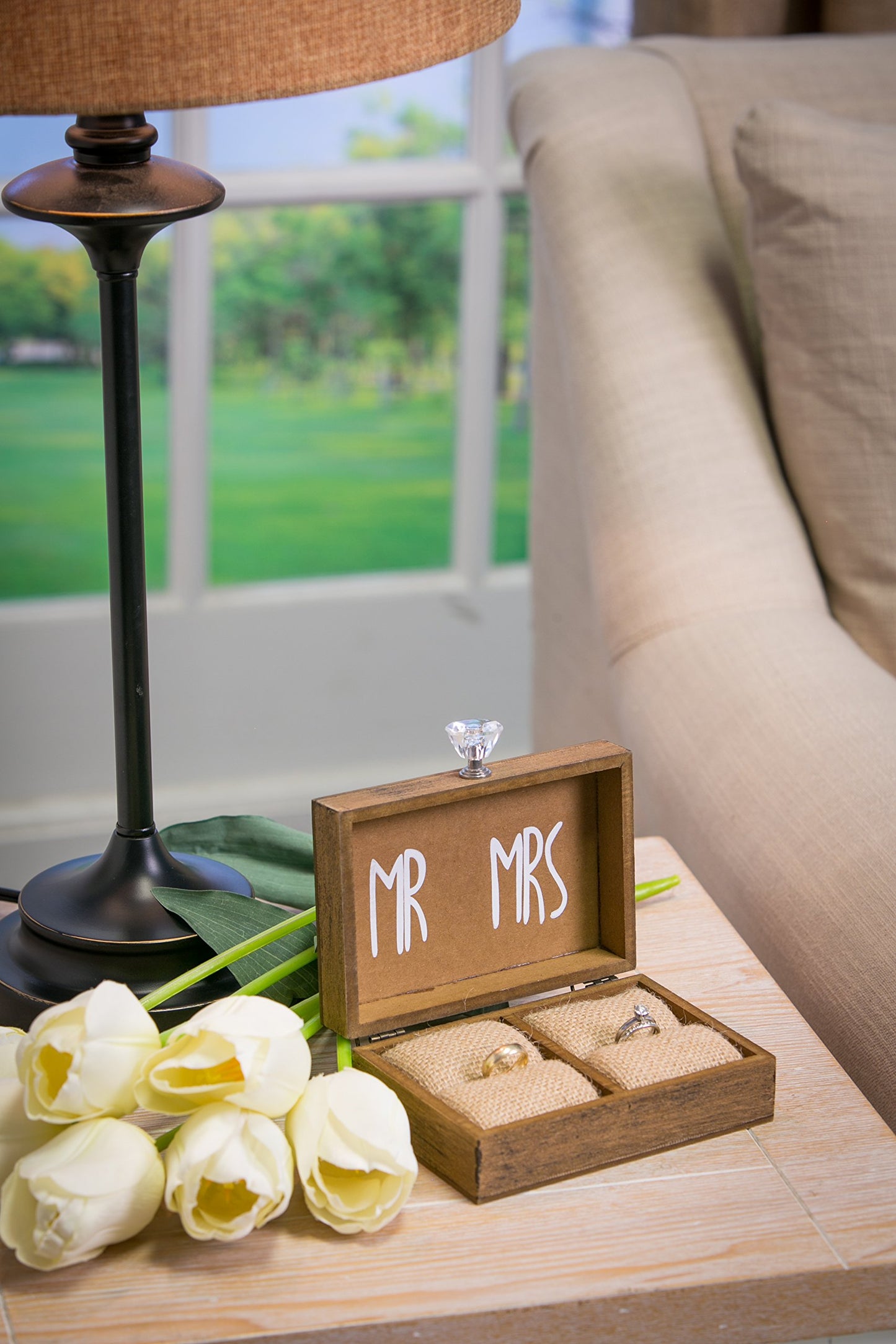 Mr and Mrs Wooden Ring Holder Decorative Box “and Then Two Become One”