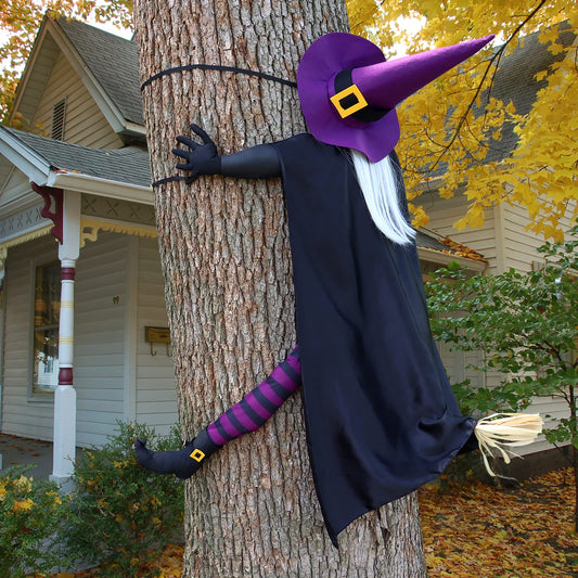 Halloween Decoration Crashing Witch into Tree 57" 