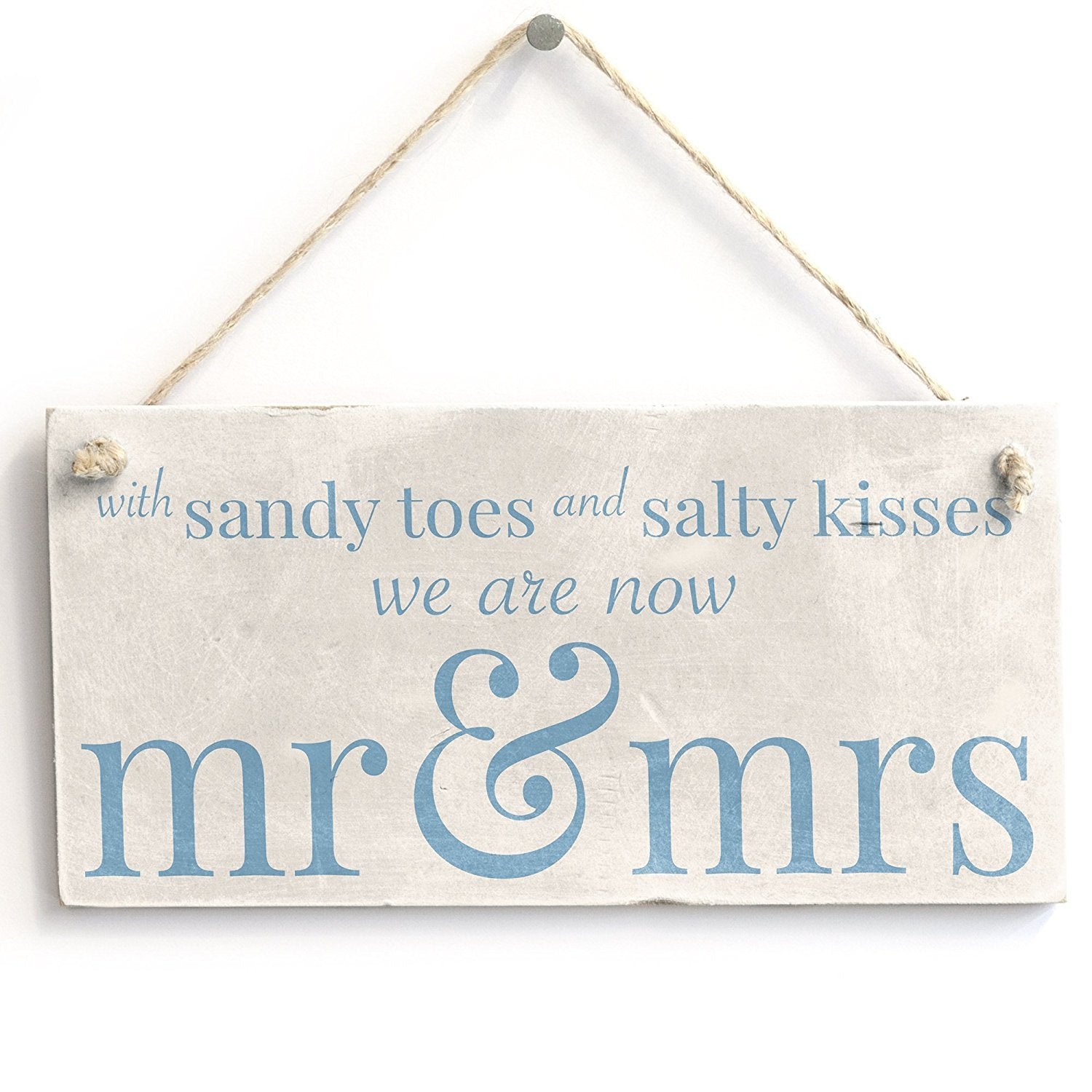 With Sandy Toes... Mr & Mrs - PVC  Beach Wedding / Married Sign 10"x5"