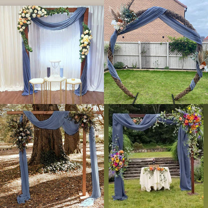 Chiffon Wedding Arch Drapes Dusty Blue 3 Panels