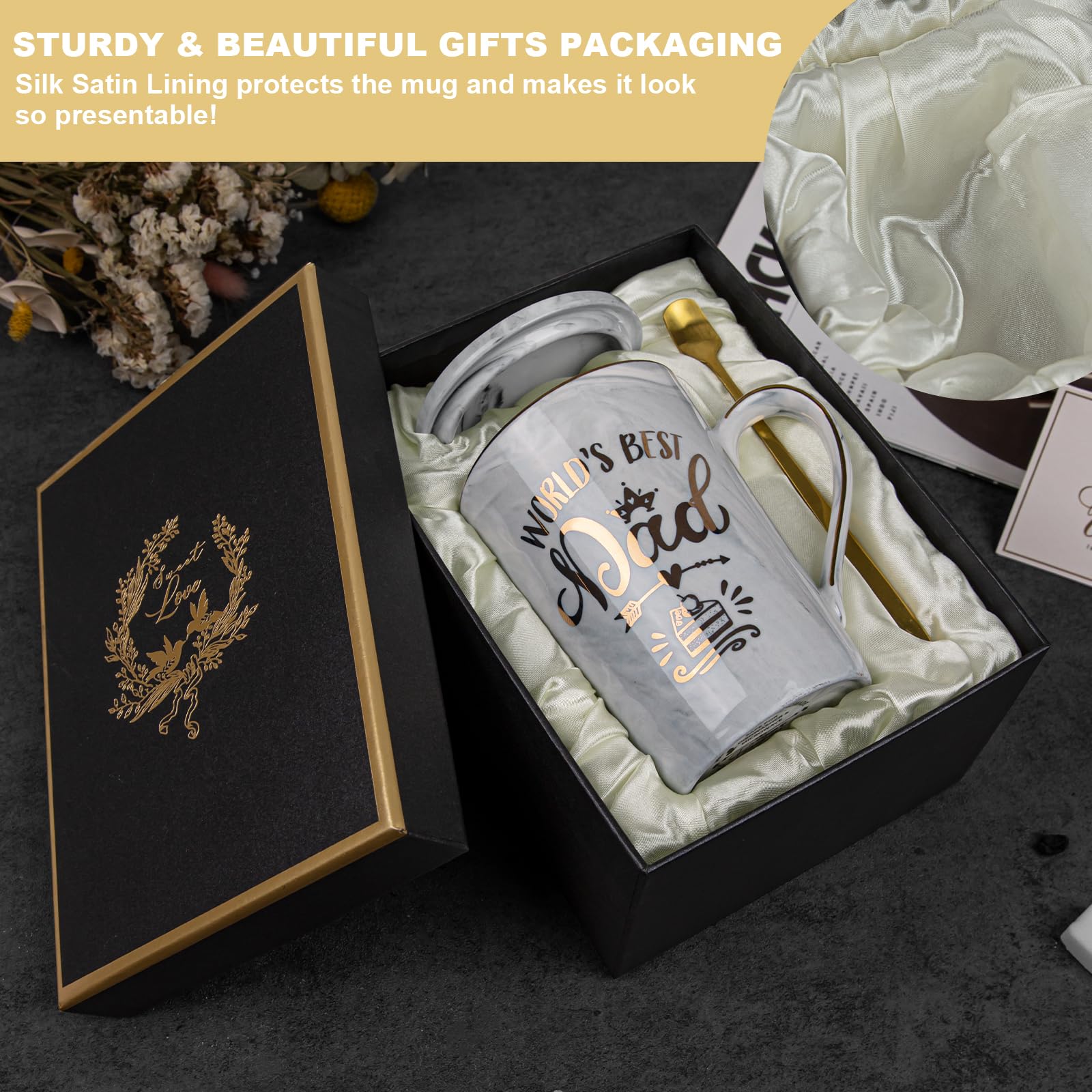 World Best Dad Mug in satin lined package
