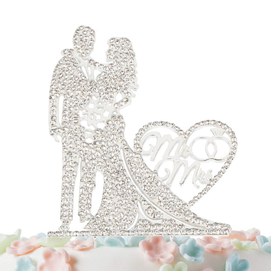 Mr and Mrs Cake Topper Rhinestone Crystal