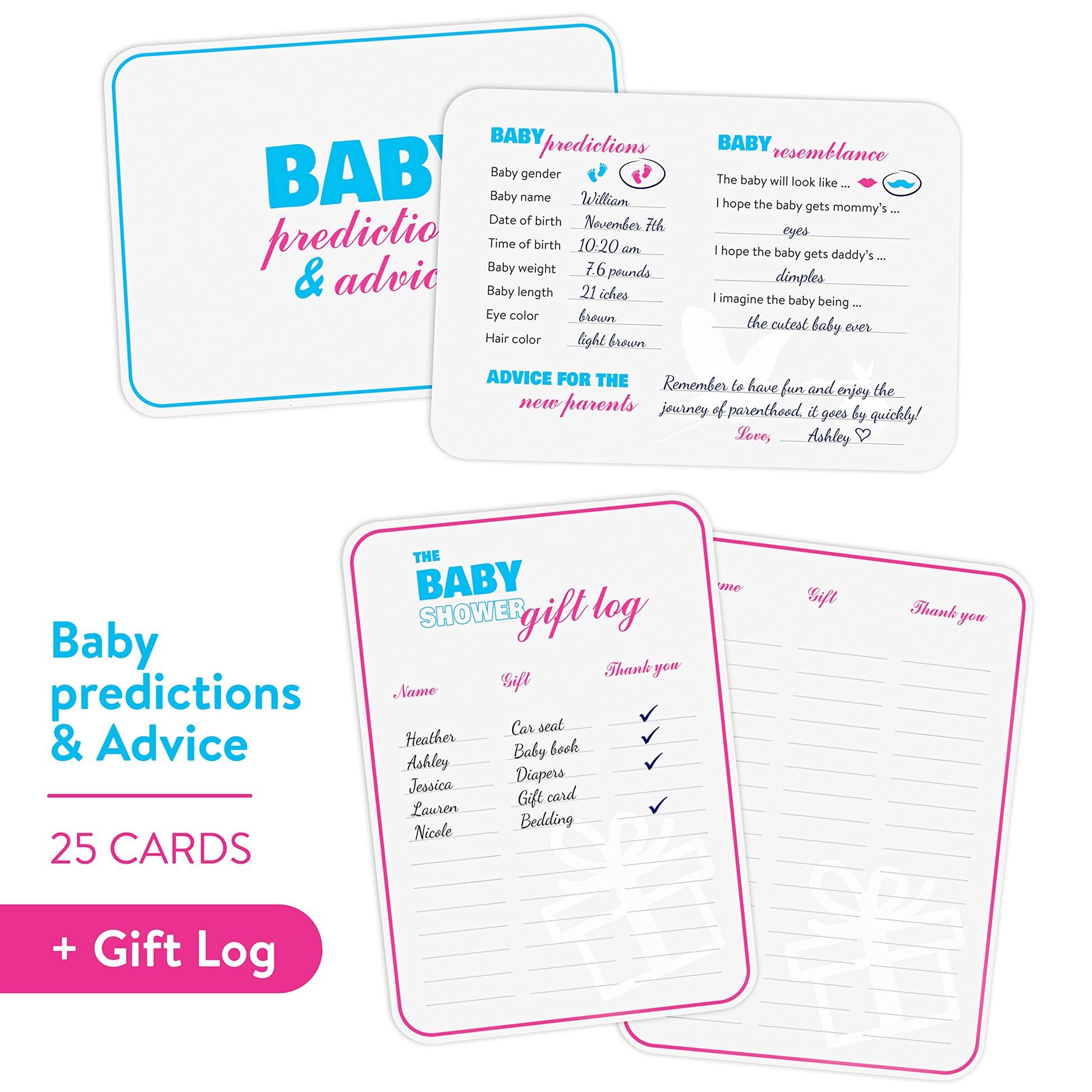 Baby prediction boards and gift log
