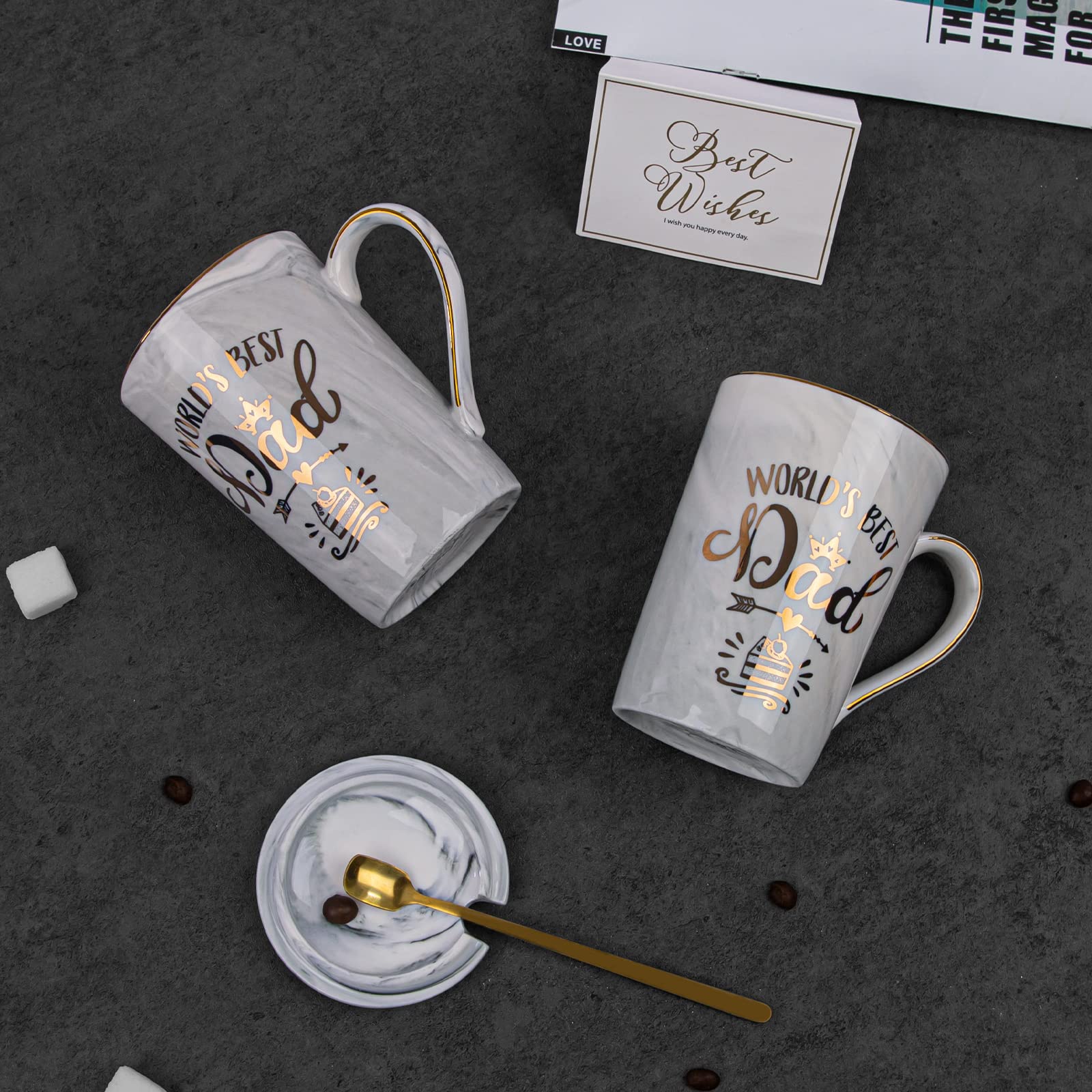 Grey with gold printed mug for dad