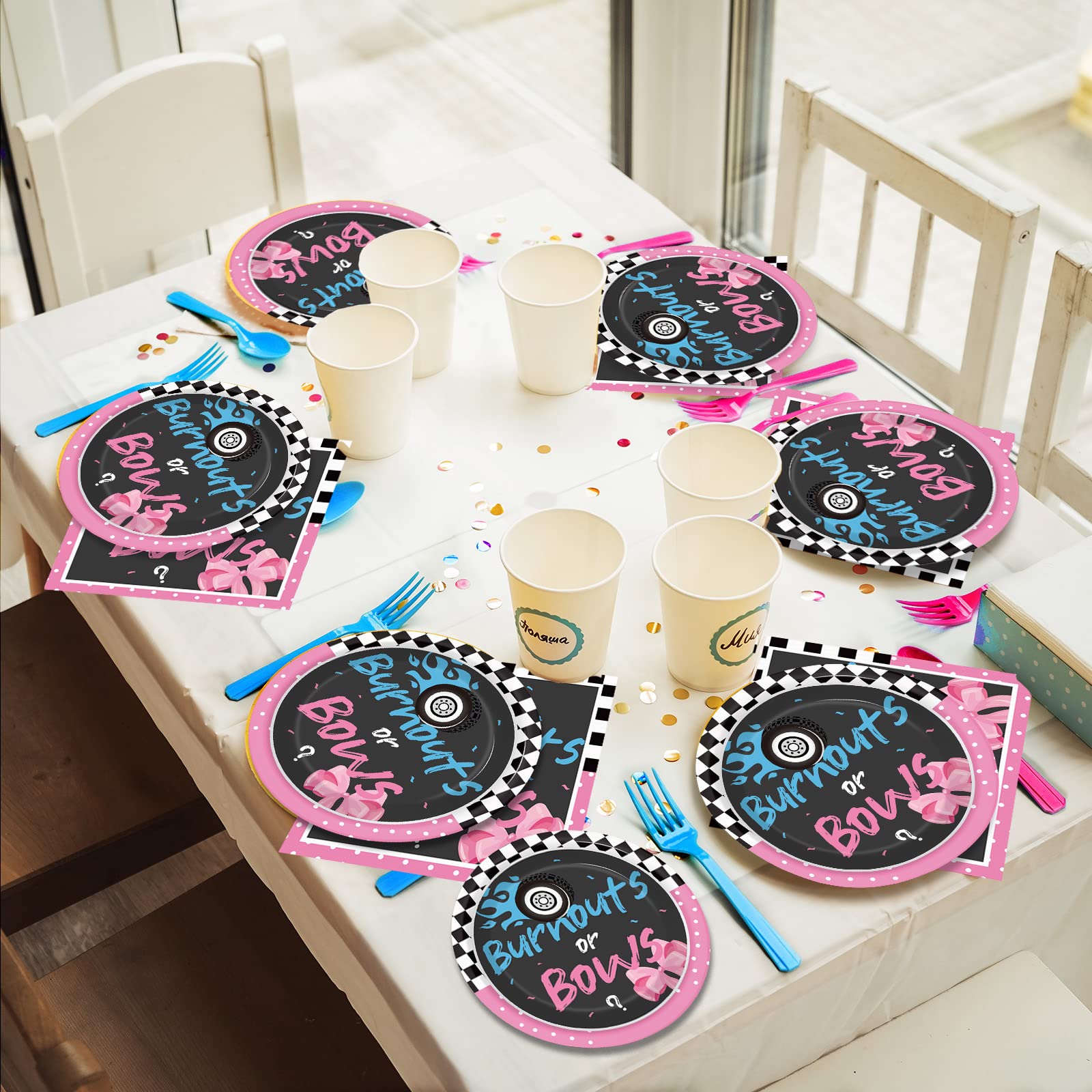 Table decor for gender reveal