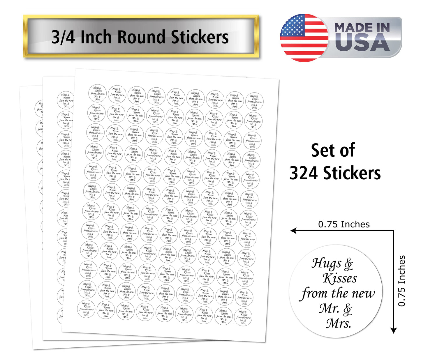 Set of 324 stickers size guide