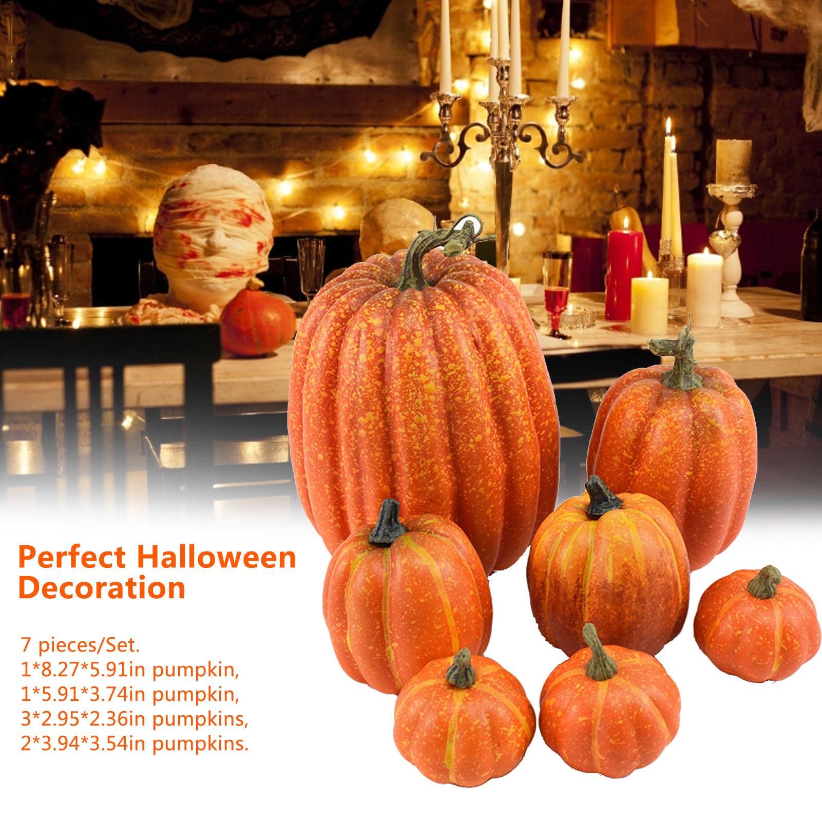 7 pce set artificial pumpkins