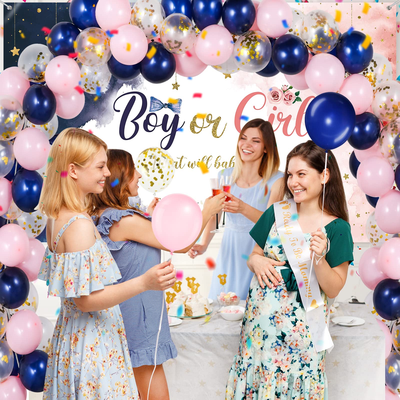 Gender Reveal Balloon Kit Navy/Blush