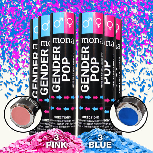 Gender Reveal Confetti Cannon- 6-Pack