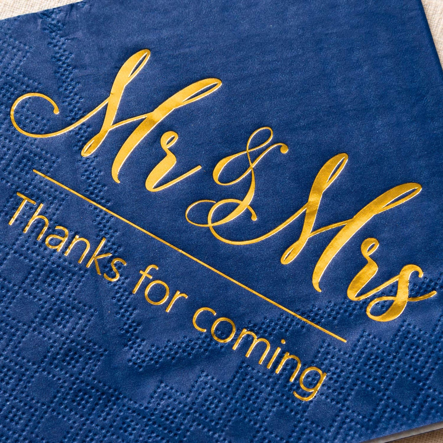 Blue and Gold Wedding Napkins