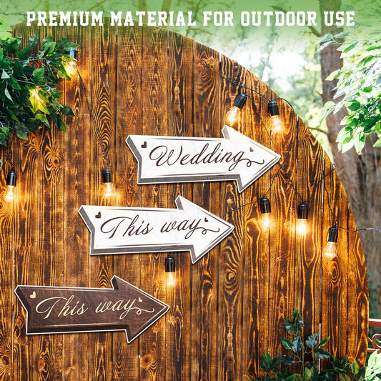 Premium Material Rustic Wedding Directional Yard Signs 5PCS