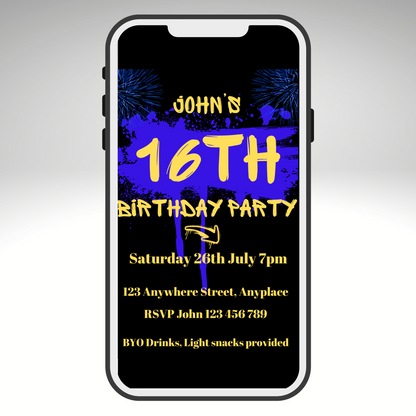 Birthday Party Invitation -16th Mobile Photo