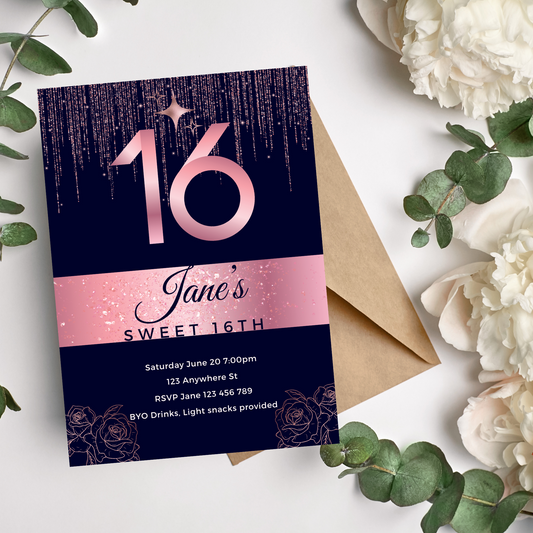 Birthday  Invitation Personalised - Sweet 16