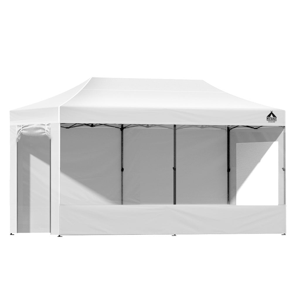 Instahut Gazebo Pop Up Marquee 3x6m Folding Wedding Tent Shade White