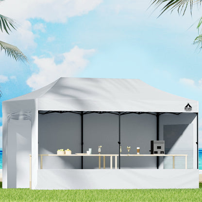 Instahut Gazebo Pop Up Marquee 3x6m Folding Wedding Tent Shade White