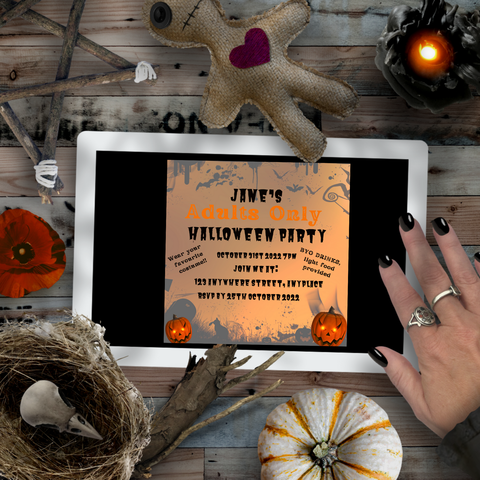 Halloween Personalised Invitation Ipad