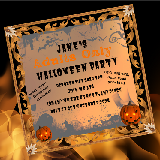 Halloween Personalised Invitation - Adults Only