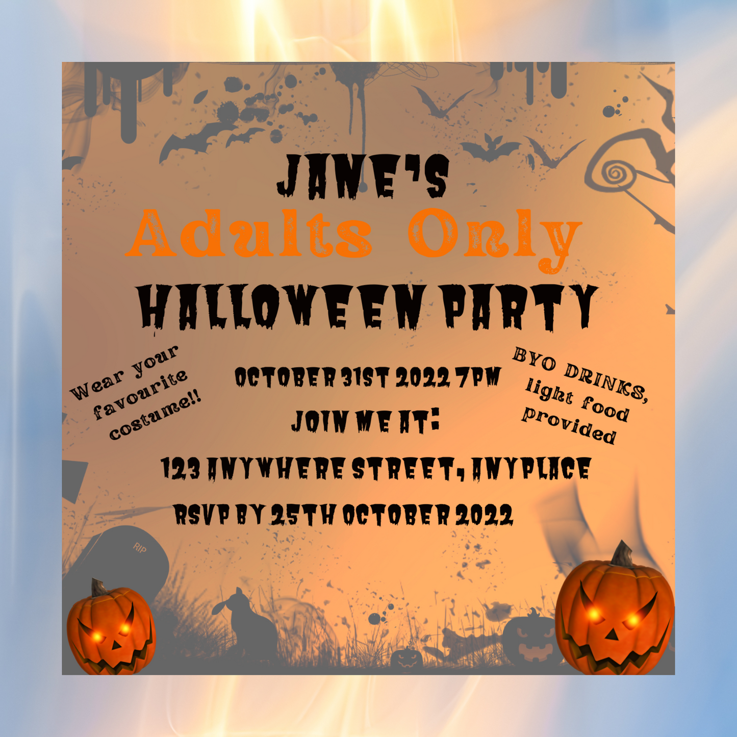 Halloween Personalised Invitation 5x5